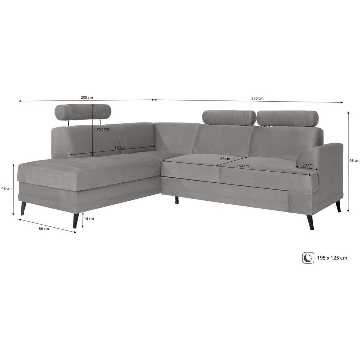 ECKSCHLAFSOFA Kordian rechts hellbeige - Beige, Textil (250/200cm) - Beautysofa