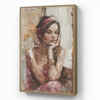 WANDLEUCHTE MIT AKKU Frau - Lackierung - Porträt - Modern 60x90 cm - Braun, Holzwerkstoff (60/90/8cm) - OnlyWow