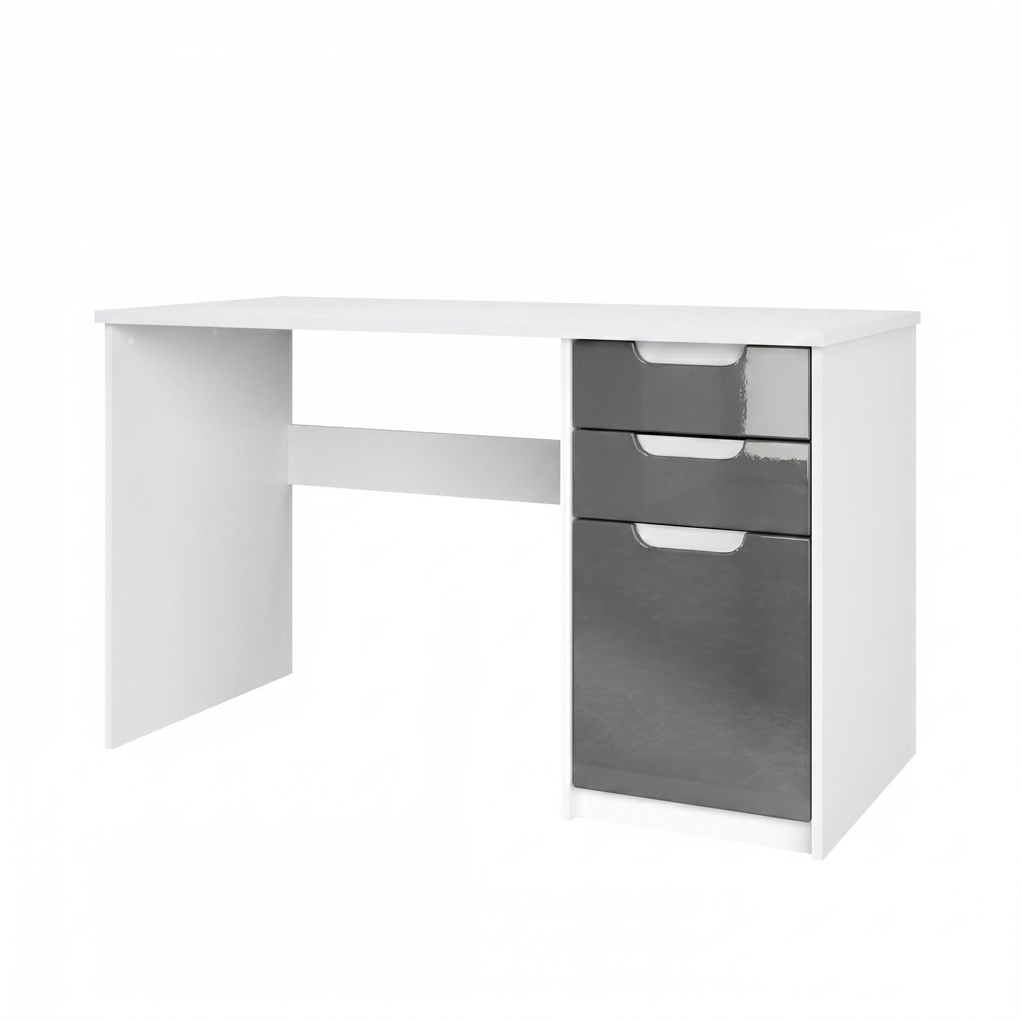 SCHREIBTISCH Logan Fronten in Grau Hochglanz - Grau, Holzwerkstoff (60/129/76cm) - Vladon