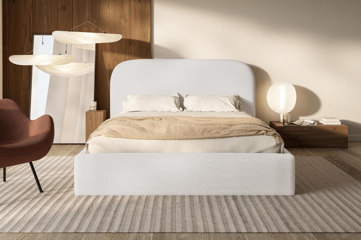BETT 140x200 - Polsterbett mit Bettkasten und Holzrahmen - Modern Betten - Kuscheliger Catch-Me-Stoff - Kollektion Verona - Weiß - Weiß, Holz/Textil (140/200cm) - Alpi-Möbel