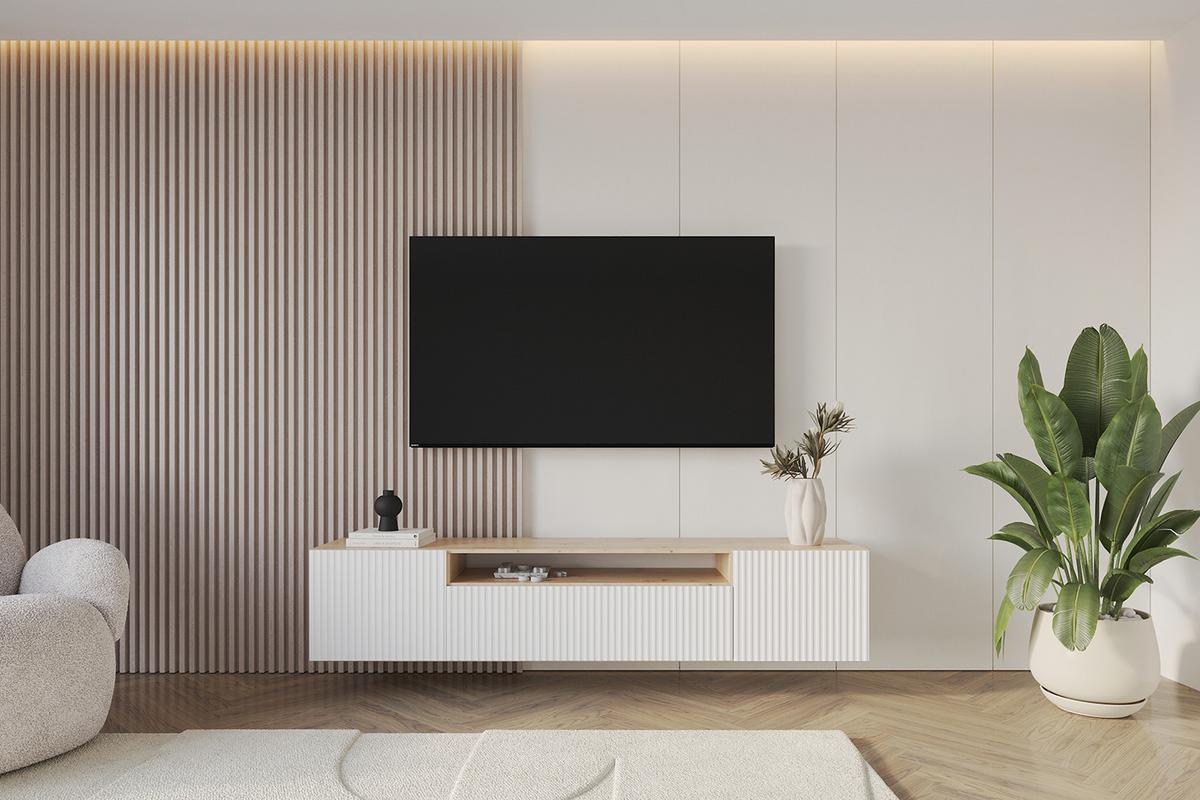 LOWBOARD NOA-2-W 200x40x41 cm - Artisan / Weiß - Weiß, Holzwerkstoff (200/40/41cm) - ALTDECOR