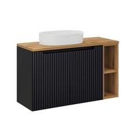 WASCHTISCH 100.4cm Riva Schwarz und Holz - Schwarz, Holzwerkstoff (100.4/59.5/40cm) - Petits-meubles