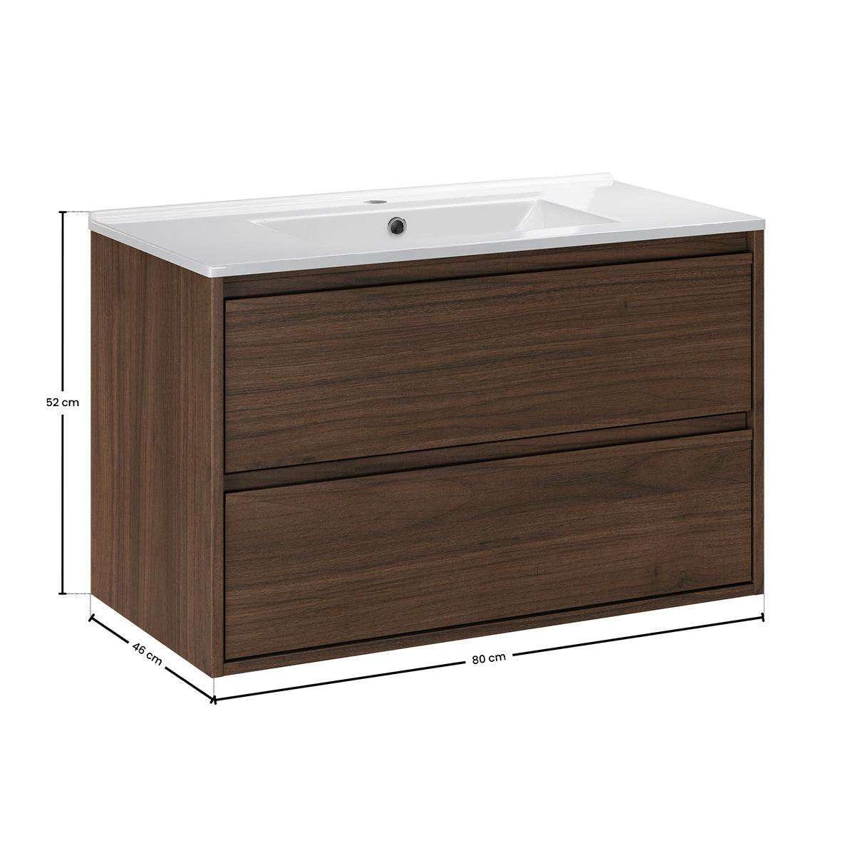 WASCHTISCH 81cm Dunkles Holz - Braun, Holzwerkstoff (81/52/46cm) - Petits-meubles