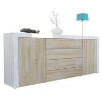 SIDEBOARD La Paz Eiche sägerau / Weiß Hochglanz - Eiche San Remo, Holzwerkstoff (167/72/35cm) - Vladon