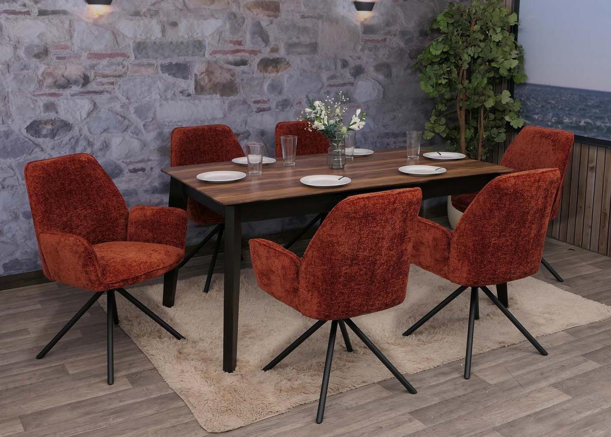 ESSZIMMERSTUHL Rot, Schwarz 6er-Set - Rostfarben/Rot, Textil (60/86/60cm) - MCW