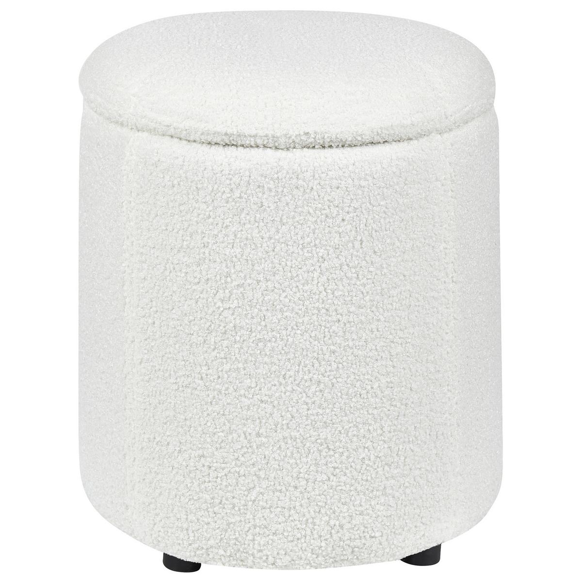 POUF mit Stauraum Bouclé Cremeweiß Maryland - Weiß, Textil (38/40/38cm) - Beliani