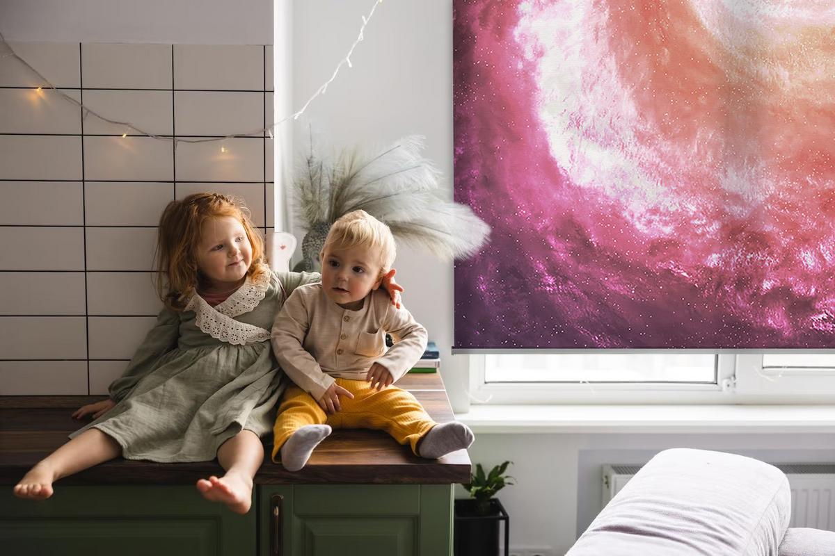INNENROLLO - Fensterrollo - Rollo - 80x140 cm - Galaxis - Pink, Kunststoff (80/140/0.5cm) - TULUP