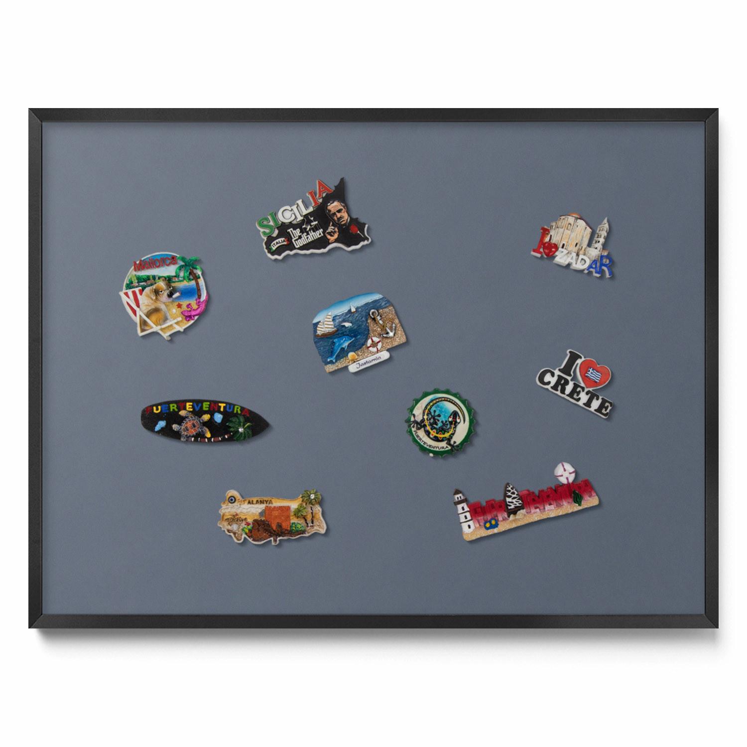 MAGNETTAFEL 80x60 cm Schwarzer Rahmen Kühles Grau - Dunkelgrau, Metall (80/60/0.4cm) - TULUP