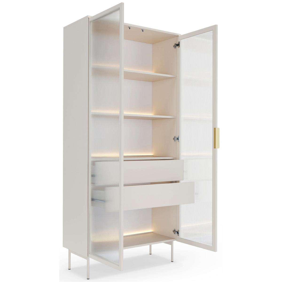 VITRINE Lumi mit LED Taupe 91 cm - Taupe/Goldfarben, Holzwerkstoff/Metall (91.5/194.6/39.3cm) - Selsey