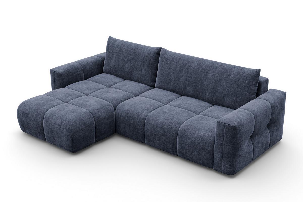 ECKSOFA VERONA 4-Sitzer links, Marineblau - Blau/Schwarz, Holz/Textil (266/173cm) - Courtois Laville