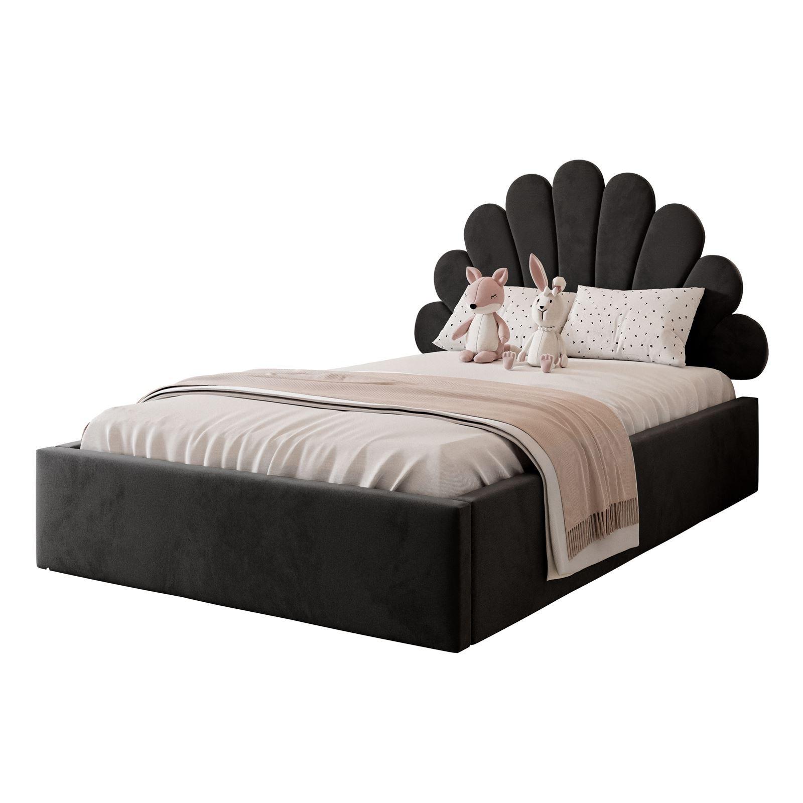POLSTERBETT ASHLEY mit Bettkasten 160x200 cm, Stoff: Jasmine 100 - Schwarz, Textil - Lookway