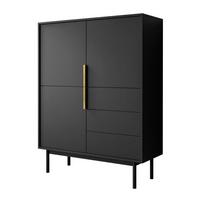 CHEST of drawers MIRACLE 3D3S mit Schubladen dreitrürig Schwarz - Schwarz, Holzwerkstoff (104/134/39cm) - Lookway