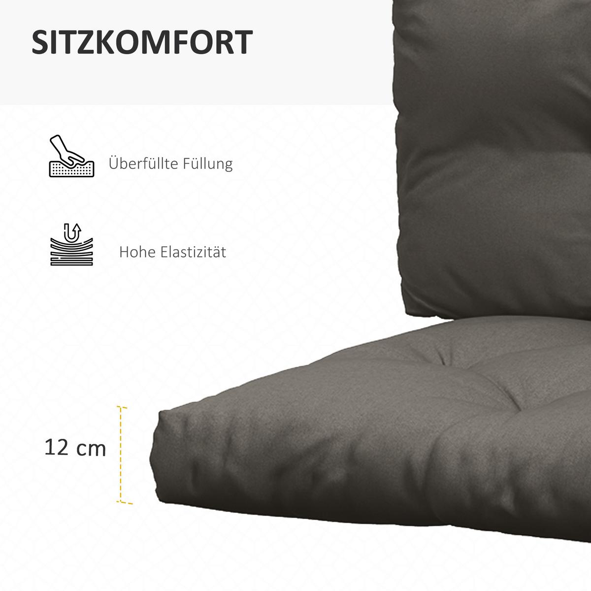 SITZKISSEN, Polyester, Dunkelgrau - Dunkelgrau, Kunststoff (80/12/120cm) - Outsunny