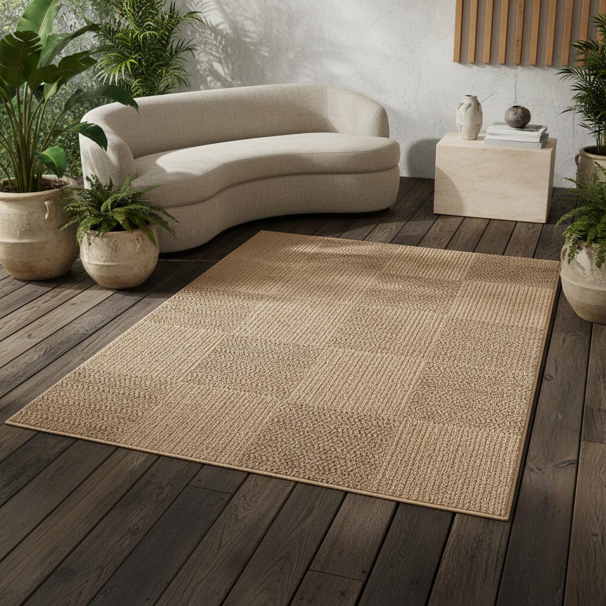 TEPPICH Outdoor ARLBERG in Beige, in Jute-Optik, aus Polypropylen, 80 x 250 cm - Beige, Textil (250/80cm) - KADIMA DESIGN