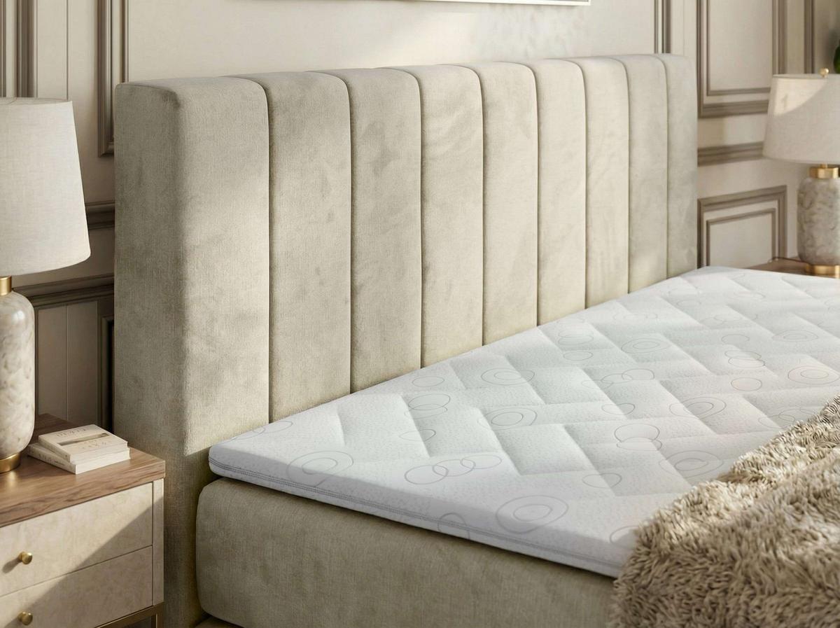 BOXSPRINGBETT ALVER KING 200/200 - Beige Velvet - H3 - Beige, Textil (200/200cm) - MKS