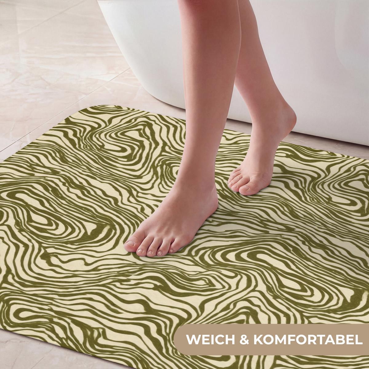 BADEMATTE Abstrakt - Marmor - Grün 60x90 cm - Dunkelgrün, Textil (60/90cm) - OnlyWow