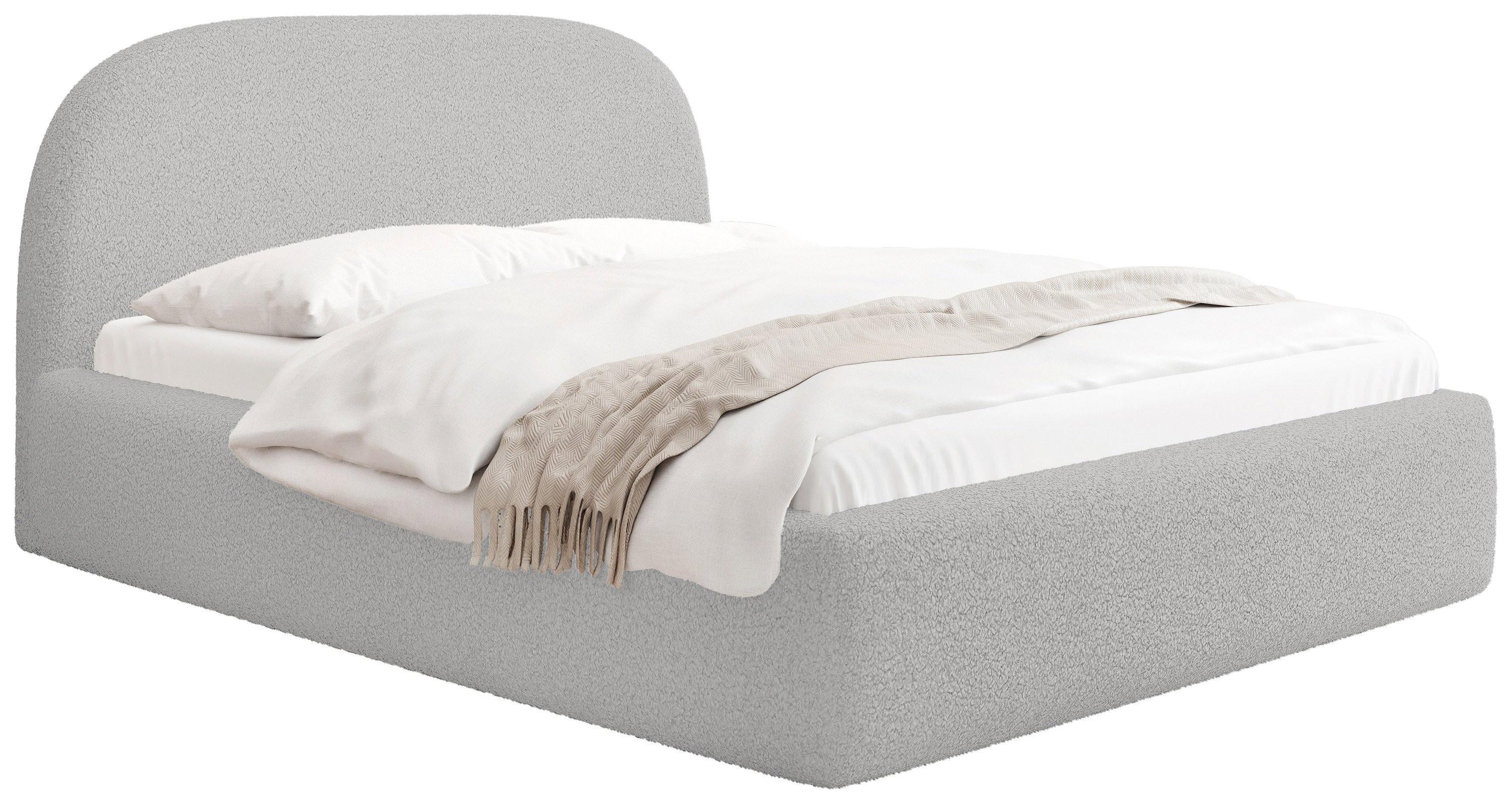 POLSTERBETT Puro mit Bettkasten, Hellgrau Boucle 120 x 200 cm – mit Metall-Lattenrost - Birkefarben/Hellgrau, Holzwerkstoff/Kunststoff (120/200cm) - WFL GROUP