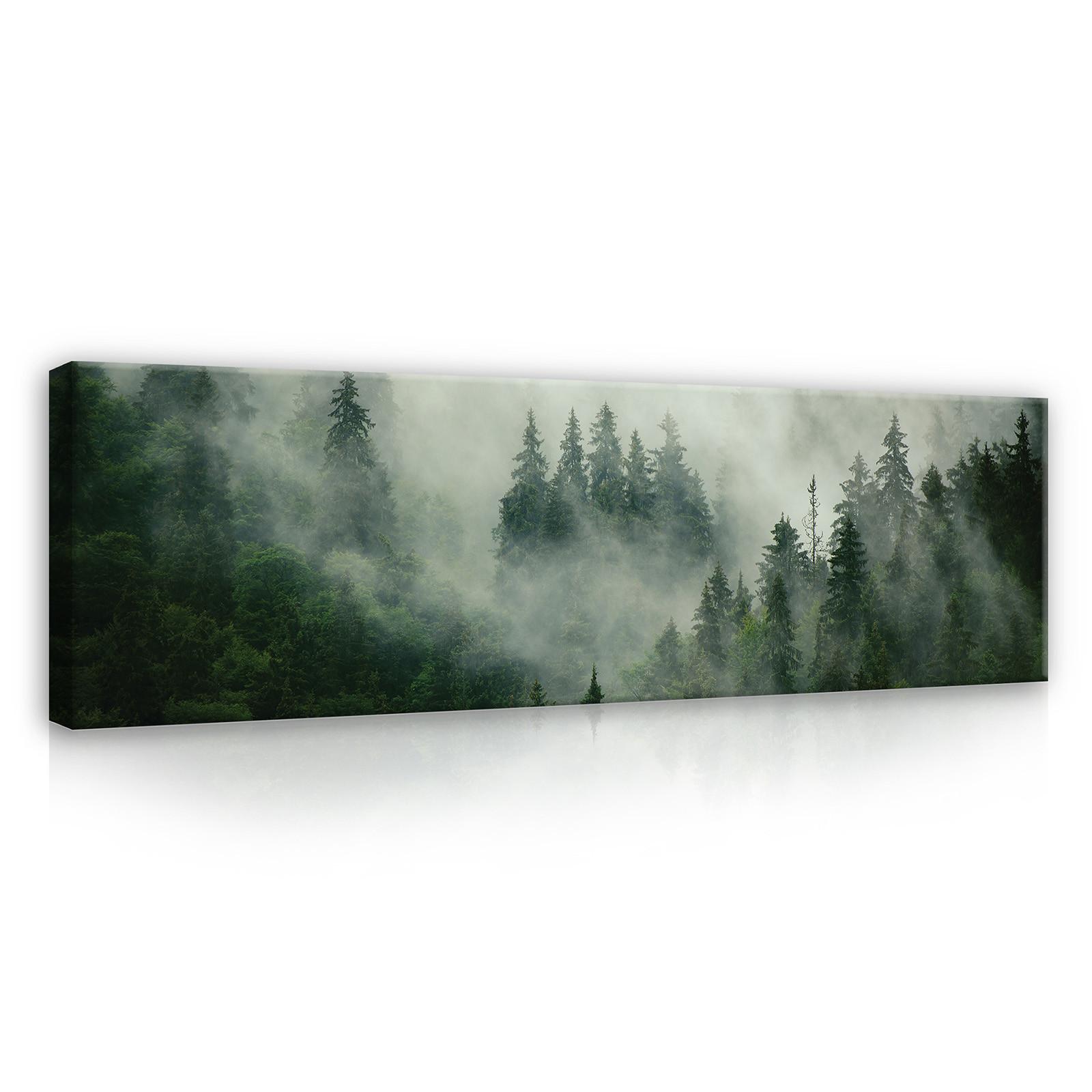 BILDER Wald Nebel Modern Wohnzimmer Schlafzimmer 145x45 - Multicolor, Holzwerkstoff (145/45cm) - Wallarena