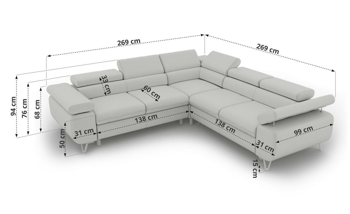 ECKSOFA QUADRO L - Anthrazit Velvet - Links Seite - Anthrazit/Schwarz, Textil/Metall (269/269cm) - MKS