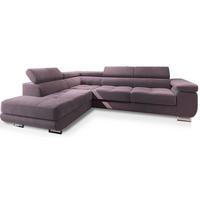 ECKSOFA SELVA L-S Lila Velours-Stoff mit Schlaffunktion - Lila/Silberfarben, Holz/Holzwerkstoff (275/202cm) - MASSENO