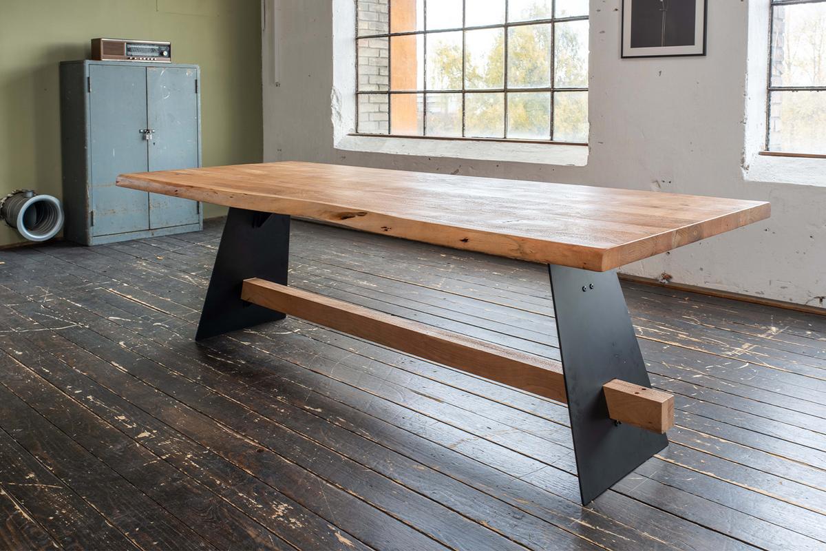 ESSTISCH MIT BAUMKANTE ARBORIO Braun Akazie - Schwarz/Braun, Holz/Metall (100/280/78cm) - KAWOLA