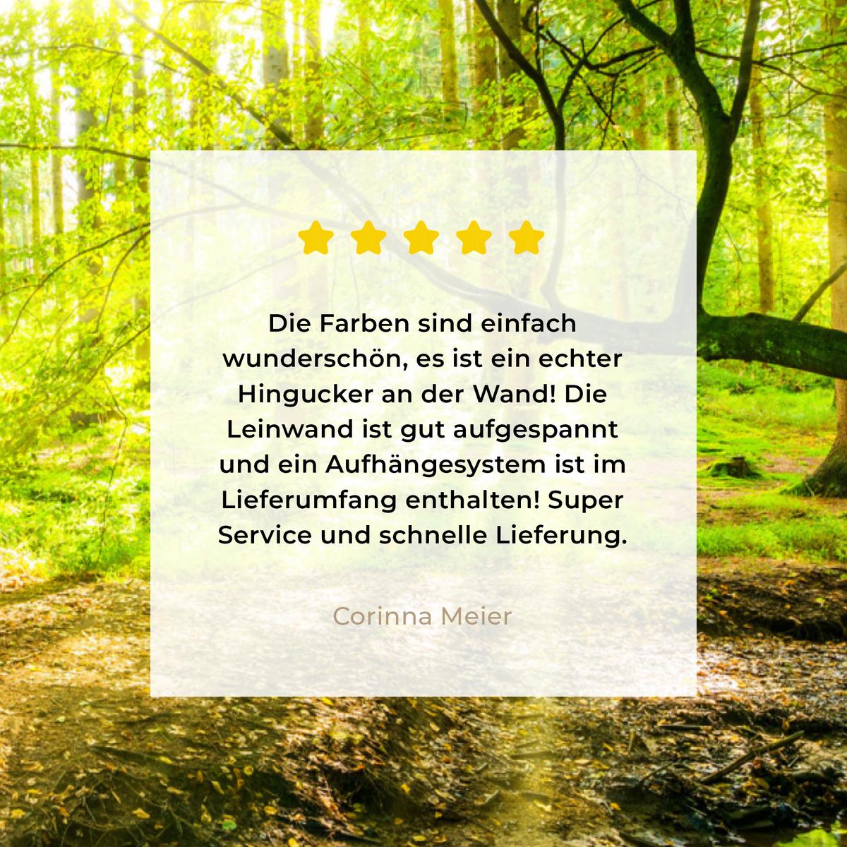 LEINWANDBILD Wald - Landschaft - Wasser - Bäume - Sonne - Grün - Natur Wandbild Wohnzimmer 60x80 cm - Grün, Textil (60/80cm) - MuchoWow
