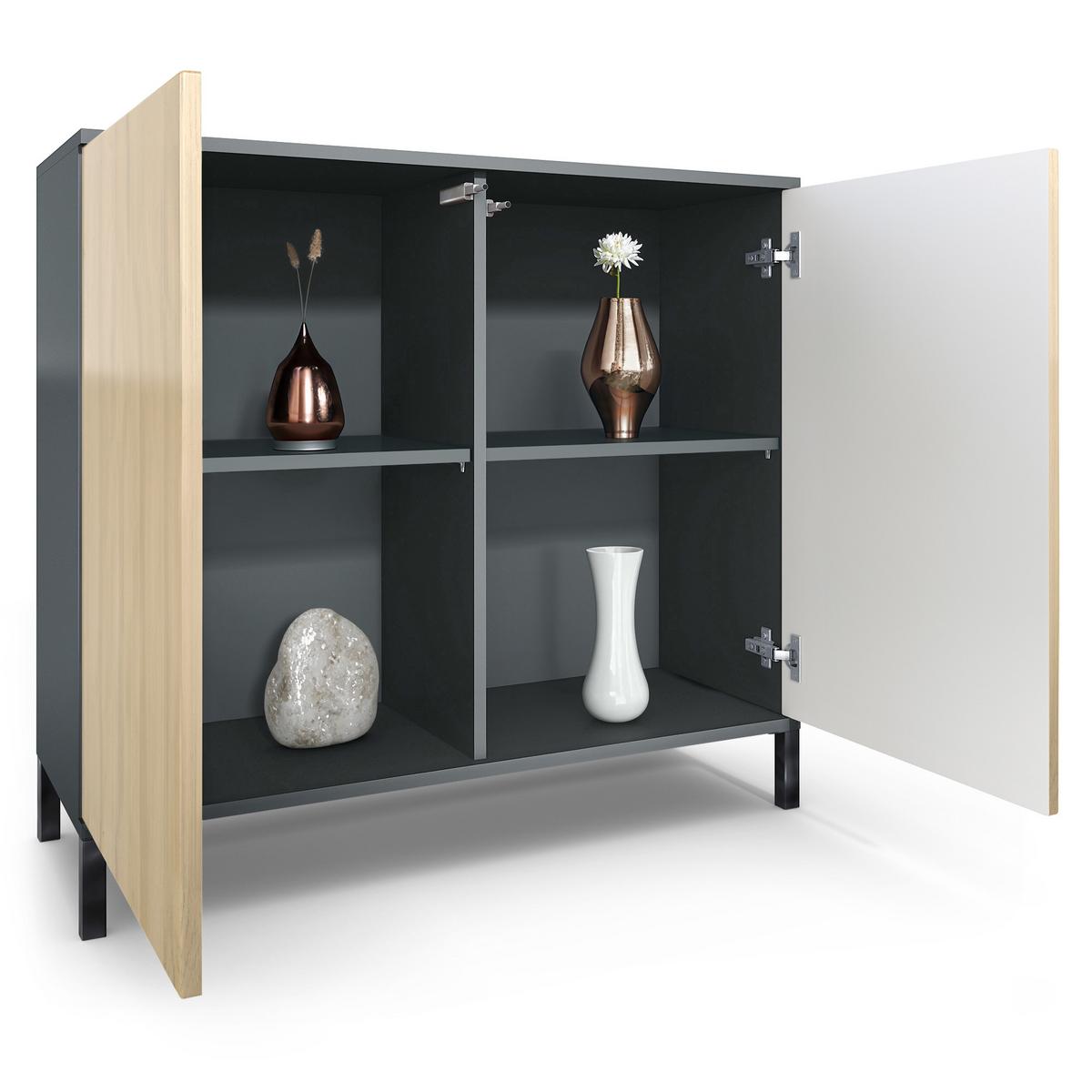 KOMMODE Skadu Eiche sägerau - Eiche San Remo, Holzwerkstoff (92.5/83.5/35cm) - Vladon