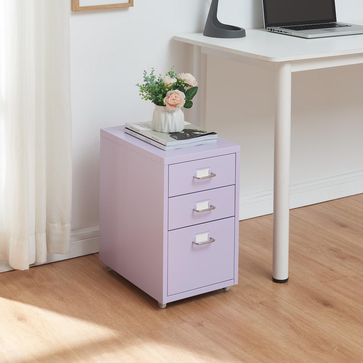 ROLLCONTAINER Kökar - Lila, Metall (28/48/41cm) - [en.casa]
