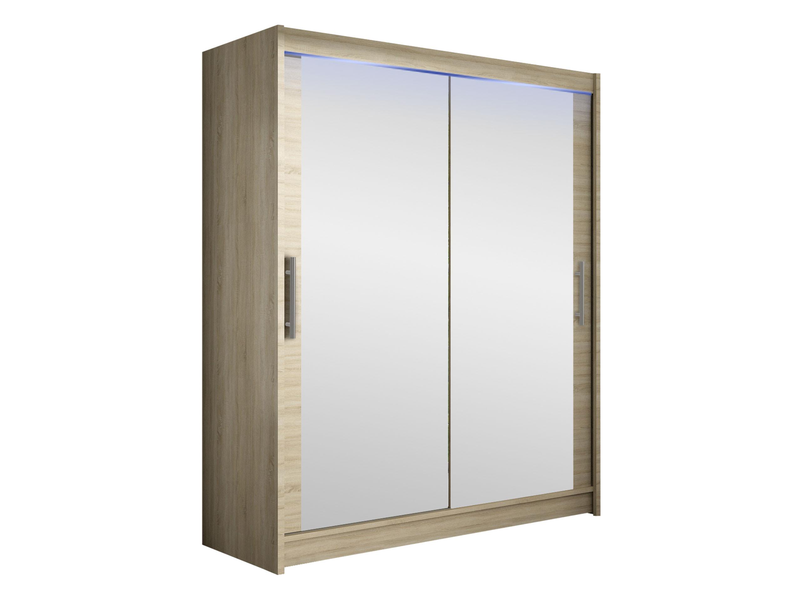 SCHWEBETÜRENSCHRANK Westa XI, mit RGB LED Beleuchtung - Silberfarben/Sonoma Eiche, Holzwerkstoff/Metall (150/200/58cm) - MIRJAN24