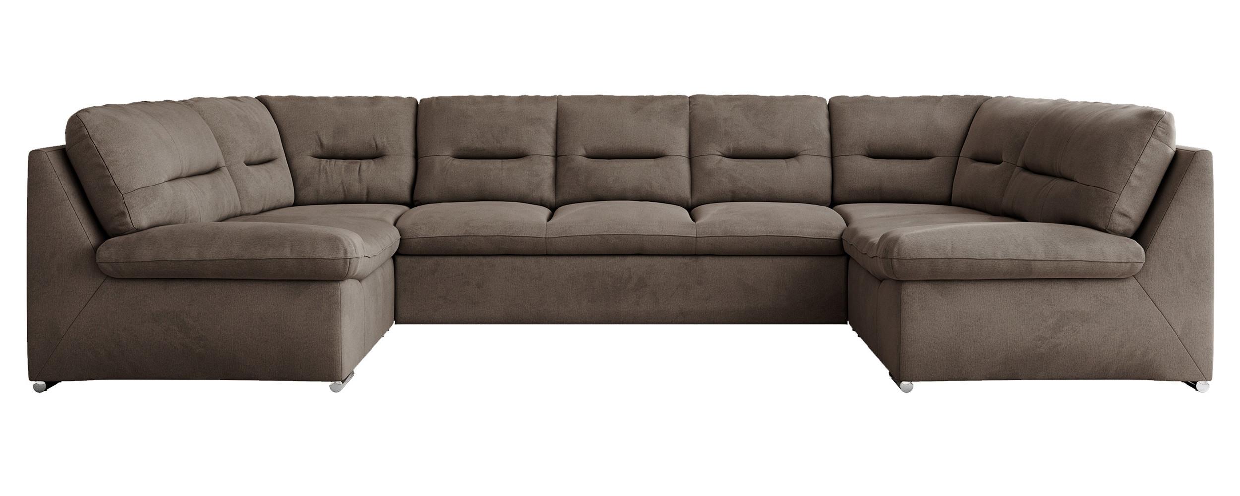 WOHNLANDSCHAFT MORBIDO U Braun Velvet - Silberfarben/Braun, Textil/Metall (340/93/206cm) - MKS
