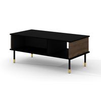 COUCHTISCH Schwarz, Eiche, Gold 110/45/55 - Schwarz, Holzwerkstoff (55/110/45cm) - RAUMHIRSCH FURNITURE