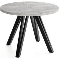 ESSTISCH Ravero runder ausziehbarer, Beton grau 100-140/100/77 cm - Hellgrau/Schwarz, Holz/Holzwerkstoff (100/140/76.5cm) - WFL GROUP