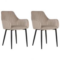ESSZIMMERSTUHL 2er-Set Samtstoff taupe Wellston - Beige/Schwarz, Textil (60/84/61cm) - Beliani