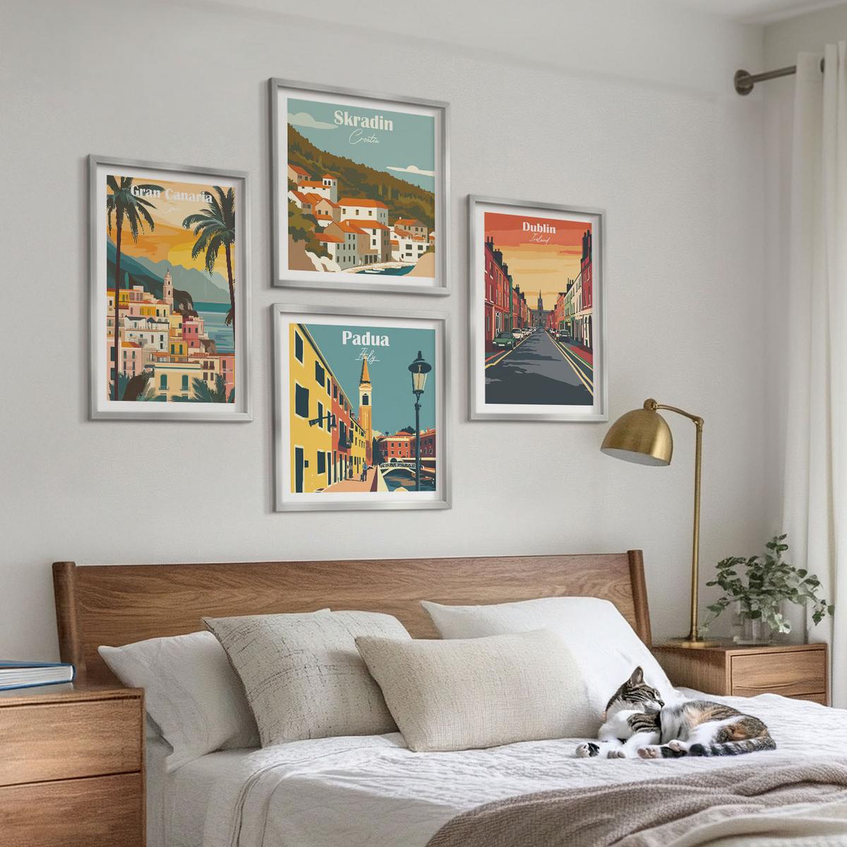 BILDER SET 4er Set - 50x50 cm & 40x60 cm Silberner Rahmen - Stadt- und Naturlandschaften - Silberfarben, Kunststoff (50/50cm) - TULUP