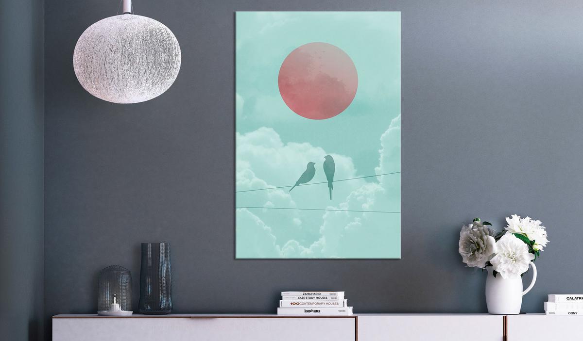KUNSTDRUCK Grün 40/60 cm - Rot/Grün, Textil (40/60cm) - KUNSTLOFT