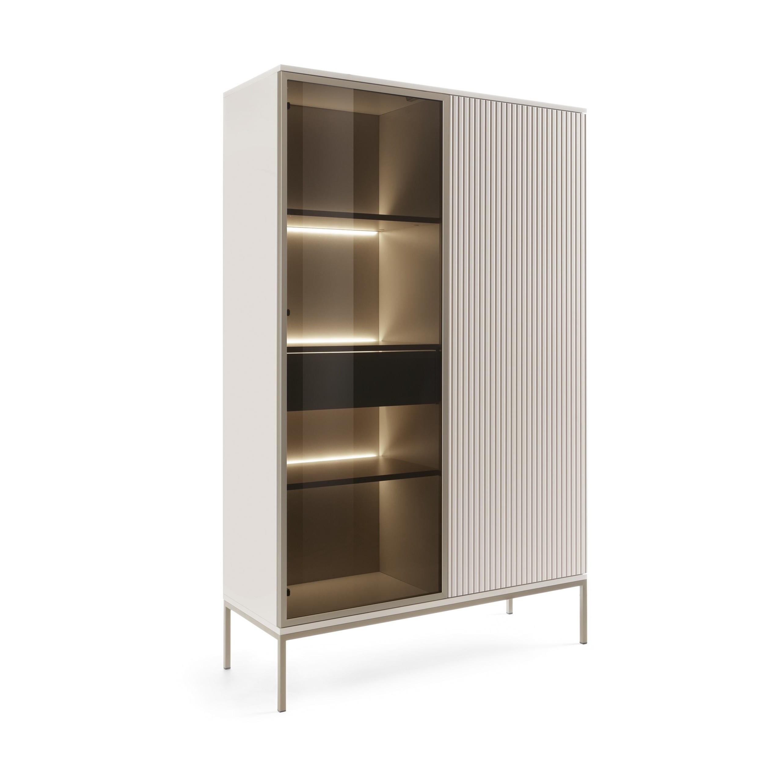 VITRINE SENTIERO 104 / 166 cm mit LED in Kaschmir - Kaschmir, Holzwerkstoff (104/166/39cm) - MASSENO