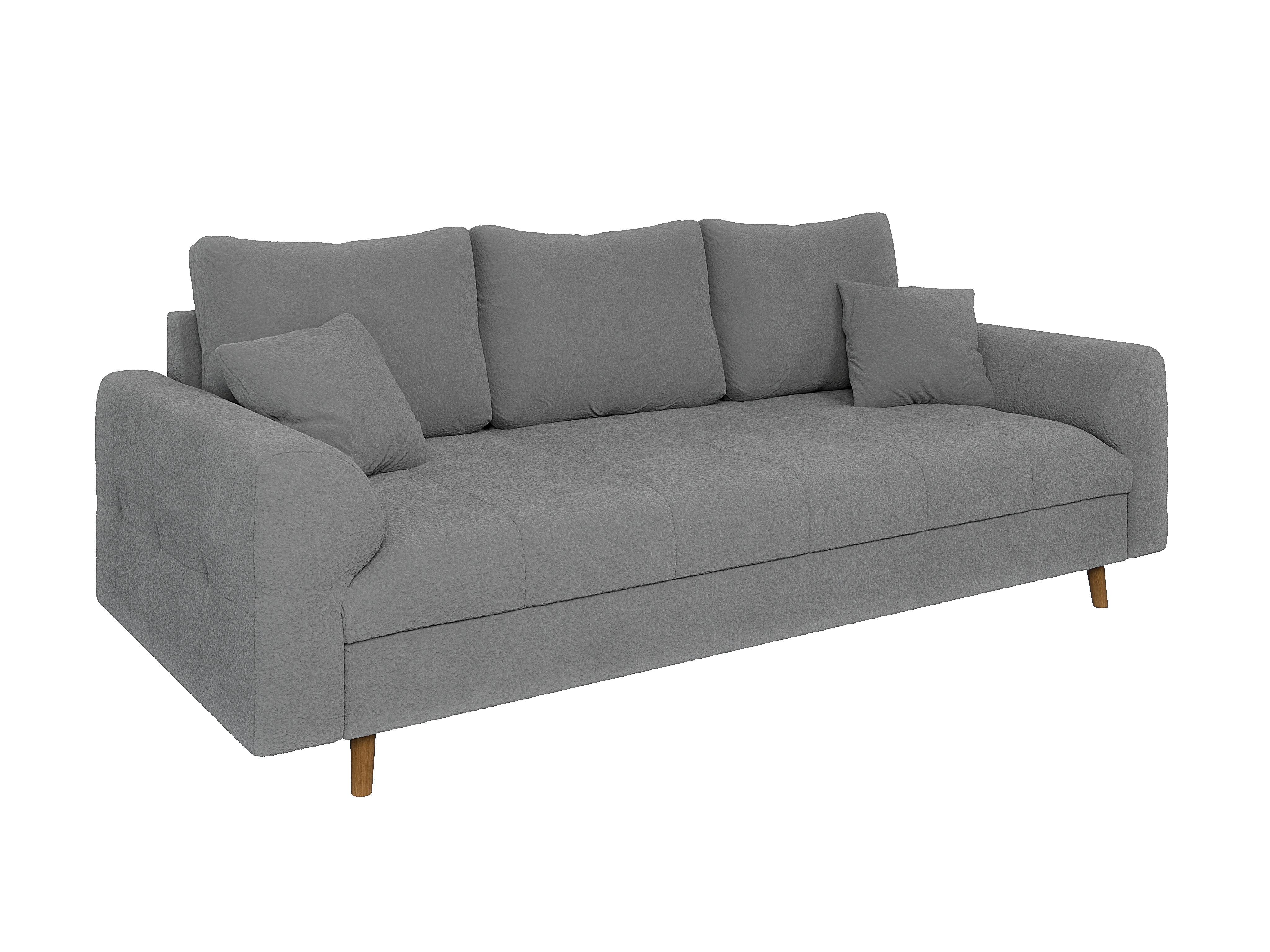 3-SITZER-SOFA Henrik Grau Boucle - Braun/Grau, Holz/Textil (210/81/93cm) - S-Style