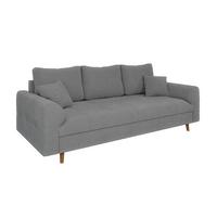 3-SITZER-SOFA Henrik Grau Boucle - Braun/Grau, Holz/Textil (210/81/93cm) - S-Style Möbel