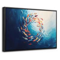 LEINWAND Bilder mit Rahmen - Meer - Fische - Bunt - Dynamisch - 30x20 - Hellblau, Textil (30/20cm) - MuchoWow