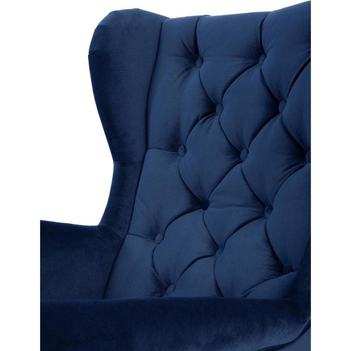 CHESTERFIELD-SESSEL Falco marineblau mit Holzbeinen - Wengefarben/Dunkelblau, Holz/Textil (82/102/92cm) - Beautysofa