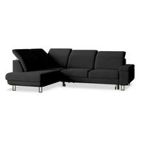 ECKSOFA LERMA R-S Schwarz Velours-Stoff mit Schlaffunktion - Silberfarben/Schwarz, Holz/Textil (253/190cm) - MASSENO