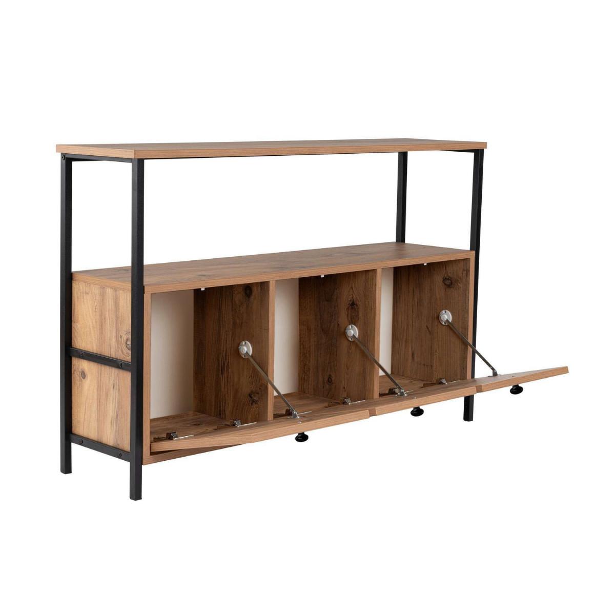 SIDEBOARD mit 3 Türen und 1 oberer Ablagefläche 120/29,5/77 cm - Schwarz/Kieferfarben, Holzwerkstoff (29.5/77/20.5cm) - Calicosy