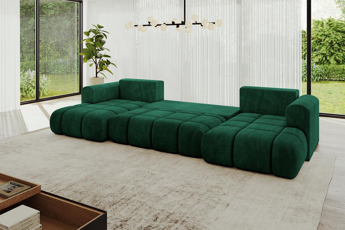 WOHNLANDSCHAFT CLOUD-U 405x185x90 Dunkelgrün Velours - Dunkelgrün, Holzwerkstoff/Kunststoff (405/90/185cm) - ALTDECOR