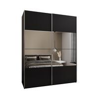 SCHWEBETÜRENSCHRANK 245,5/190/64 2-türig - Silberfarben/Schwarz, Holz/Metall (190/245/64cm) - Abiks Möbel