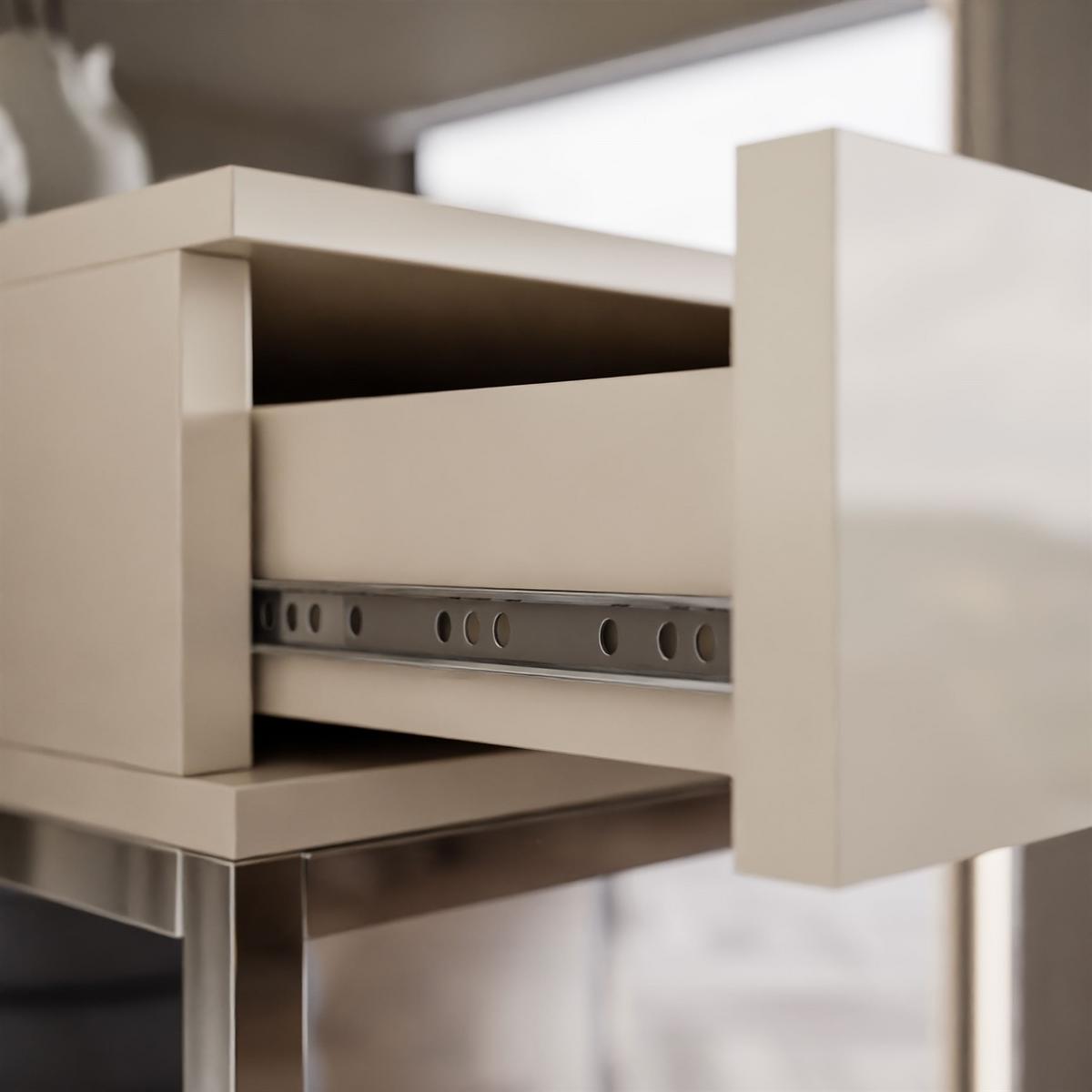 KONSOLE Glamour auf Chromgestell PUSH OPEN - Kaschmir, Holzwerkstoff (100/81/42cm) - Lookway