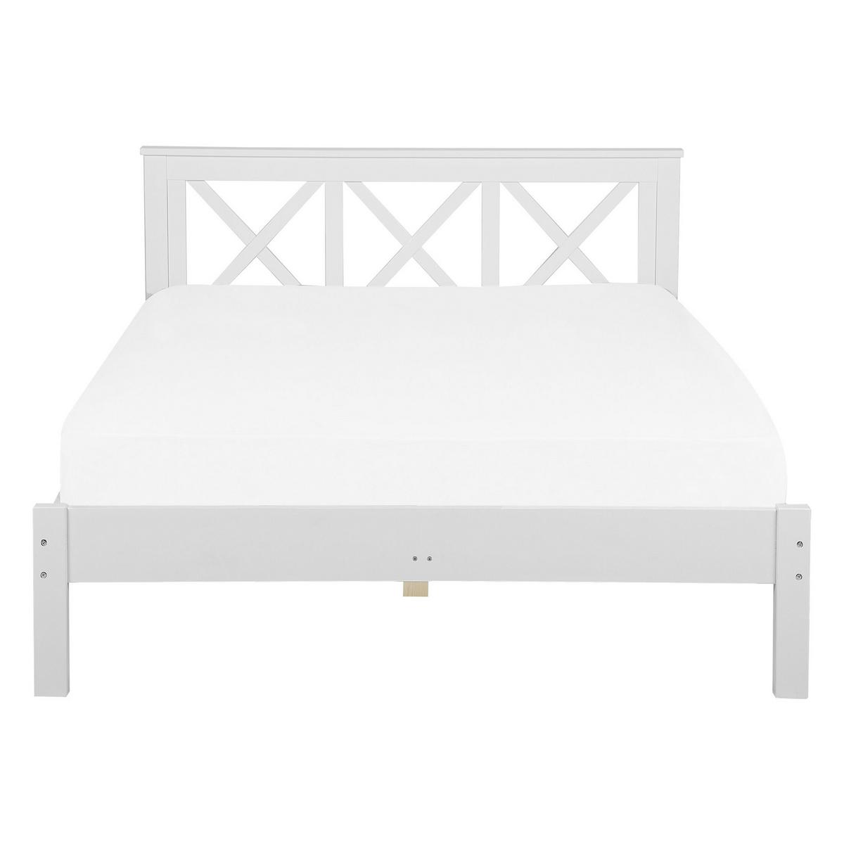 BETT mit Lattenrost 140x200 cm Weiß Tannay - Weiß, Holz (140/200cm) - Beliani