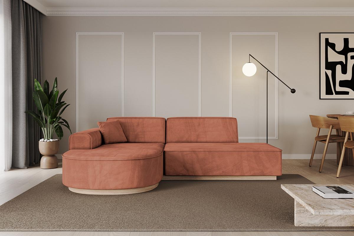 ECKSOFA Ottomane Links ARRIO-L1 - 243x171x83 cm Apricot - Koralle, Holzwerkstoff/Textil (243/171cm) - ALTDECOR