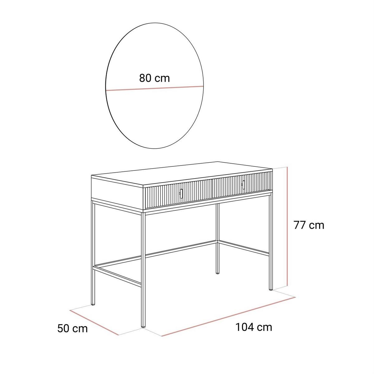 FRISIERTISCH MIDNIGHT auf Gestell mit Spiegel und LED-Beleuchtung schwarz - Schwarz, Holzwerkstoff (104/77/50cm) - Lookway
