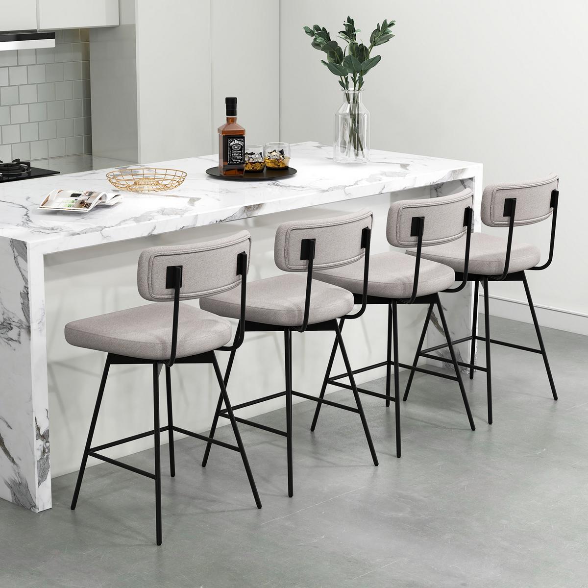 BARHOCKER Beige(2er-Set) - Beige, Metall (51/90.5/47cm) - COSTWAY