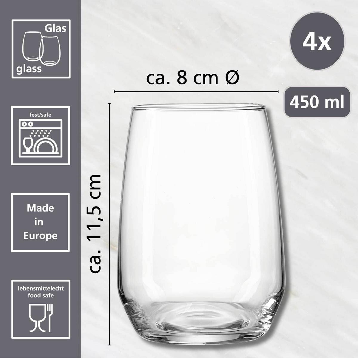 WASSERGLÄSER Rumba transparent 450 ml 4er Set - Transparent, Glas (0.45L) - Ritzenhoff Breker